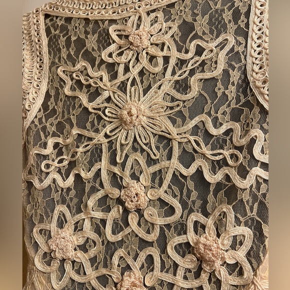 Sue Wong Nocturne Lace Cream Cocktail Dress Floral Pattern Lace Mini Sz 0 - Picture 8 of 8